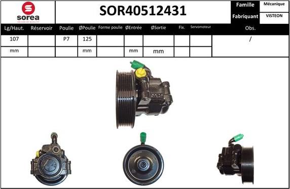 Sera SOR40512431 - Гідравлічний насос, рульове управління, ГУР autocars.com.ua