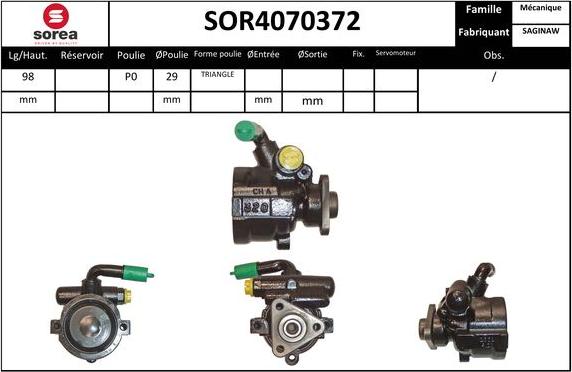 Sera SOR4070372 - Гідравлічний насос, рульове управління, ГУР autocars.com.ua