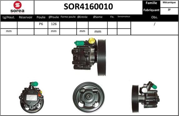 Sera SOR4160010 - Гідравлічний насос, рульове управління, ГУР autocars.com.ua