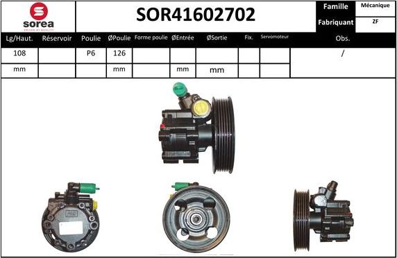 Sera SOR41602702 - Гідравлічний насос, рульове управління, ГУР autocars.com.ua