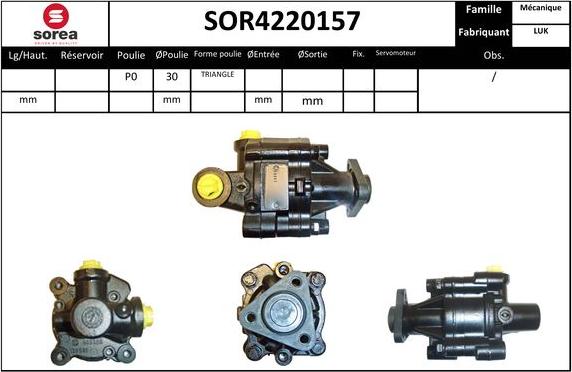 Sera SOR4220157 - Гидравлический насос, рулевое управление, ГУР autodnr.net