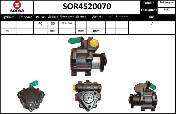 Sera SOR4520070 - Гідравлічний насос, рульове управління, ГУР autocars.com.ua