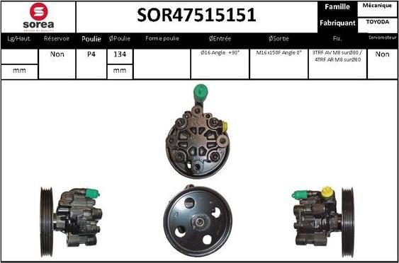 Sera SOR47515151 - Гідравлічний насос, рульове управління, ГУР autocars.com.ua