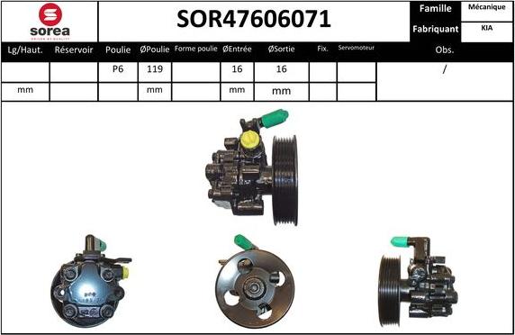 Sera SOR47606071 - Гідравлічний насос, рульове управління, ГУР autocars.com.ua