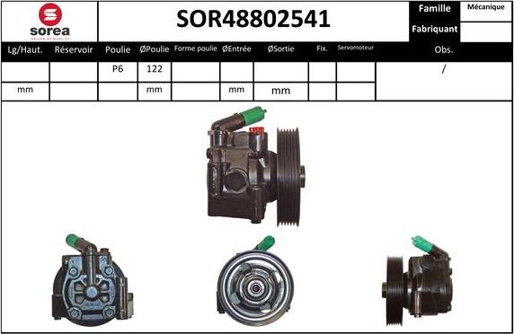 Sera SOR48802541 - Гідравлічний насос, рульове управління, ГУР autocars.com.ua