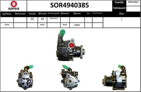 Sera SOR4940385 - Гідравлічний насос, рульове управління, ГУР autocars.com.ua