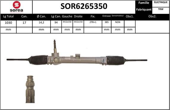 Sera SOR6265350 - Рульовий механізм, рейка autocars.com.ua