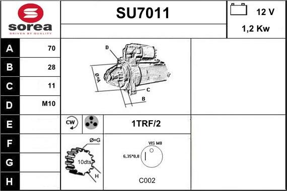 Sera SU7011 - Стартер autocars.com.ua