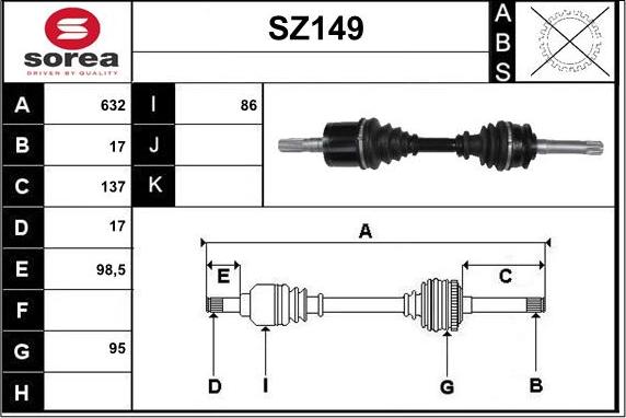 Sera SZ149 - Приводний вал autocars.com.ua