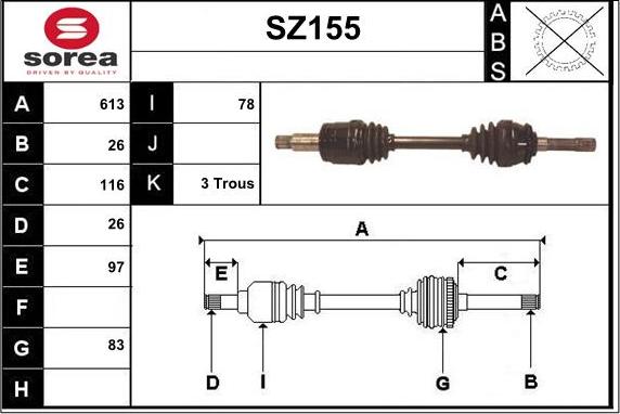 Sera SZ155 - Приводний вал autocars.com.ua