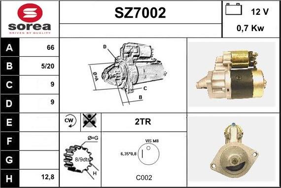 Sera SZ7002 - Стартер autocars.com.ua