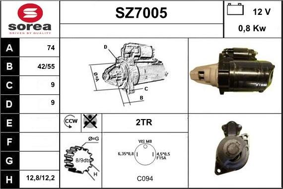 Sera SZ7005 - Стартер autocars.com.ua