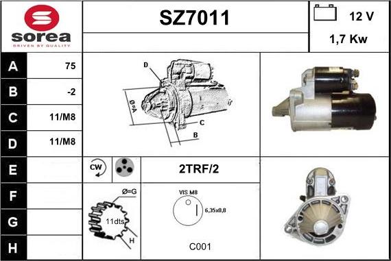 Sera SZ7011 - Стартер autocars.com.ua