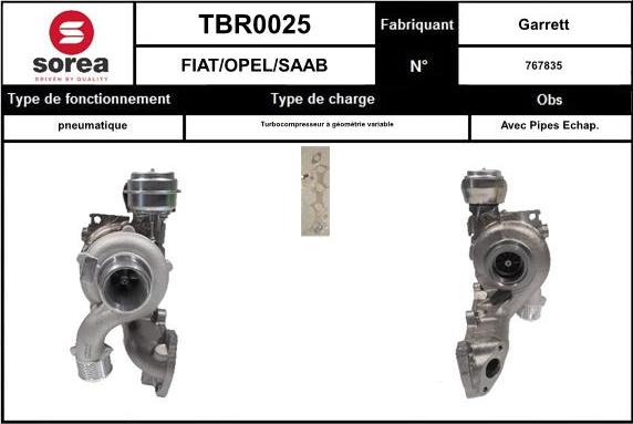 Sera TBR0025 - Компресор, наддув autocars.com.ua