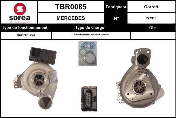 Sera TBR0085 - Компресор, наддув autocars.com.ua