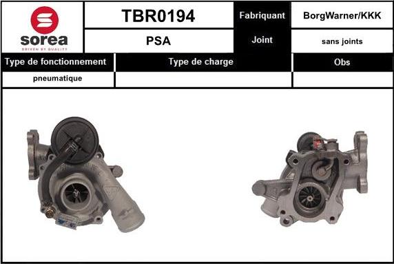 Sera TBR0194 - Компресор, наддув autocars.com.ua