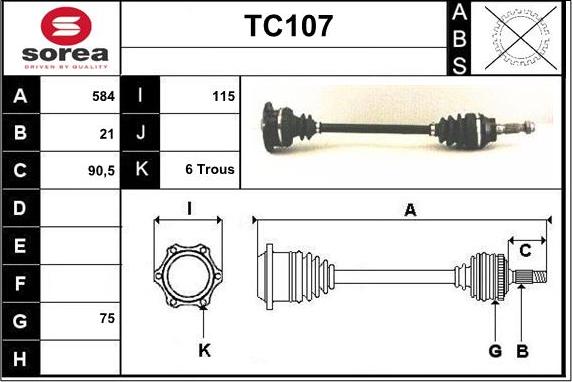 Sera TC107 - Приводний вал autocars.com.ua