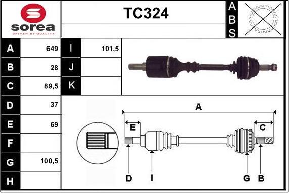 Sera TC324 - Приводний вал autocars.com.ua