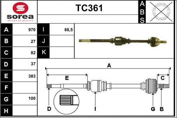 Sera TC361 - Приводний вал autocars.com.ua