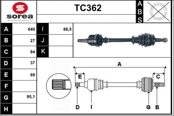 Sera TC362 - Приводний вал autocars.com.ua