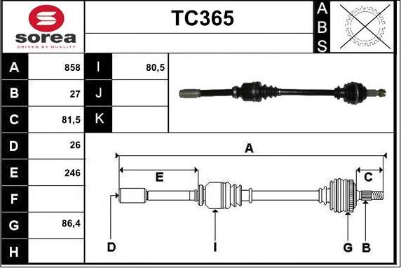 Sera TC365 - Приводний вал autocars.com.ua