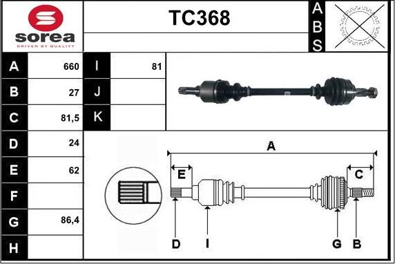 Sera TC368 - Приводний вал autocars.com.ua