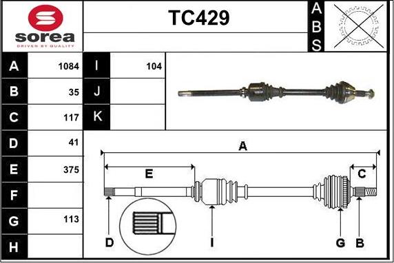 Sera TC429 - Приводной вал autodnr.net