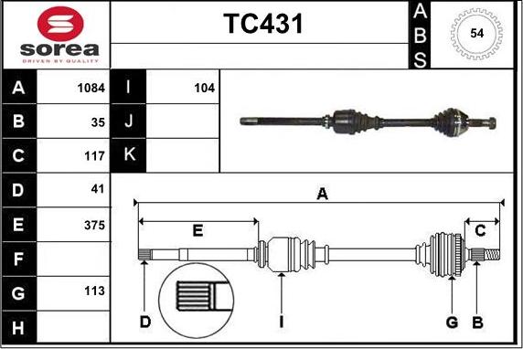 Sera TC431 - Приводной вал autodnr.net