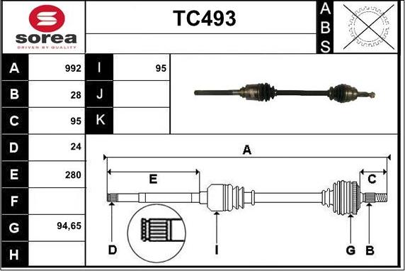 Sera TC493 - Приводний вал autocars.com.ua