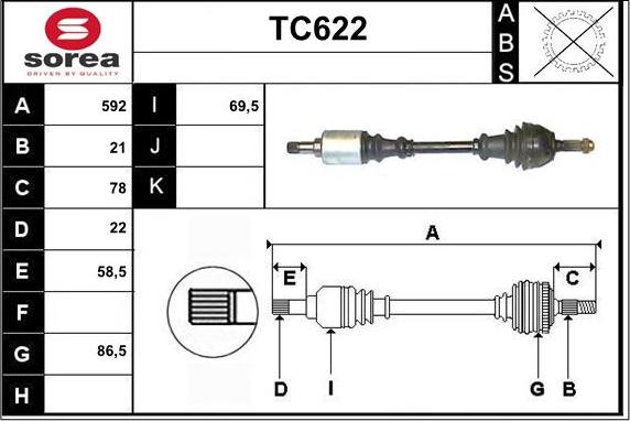 Sera TC622 - Приводний вал autocars.com.ua