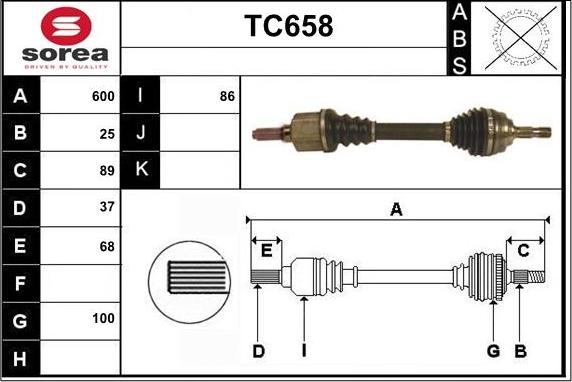 Sera TC658 - Приводний вал autocars.com.ua