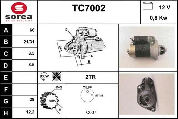 Sera TC7002 - Стартер autocars.com.ua