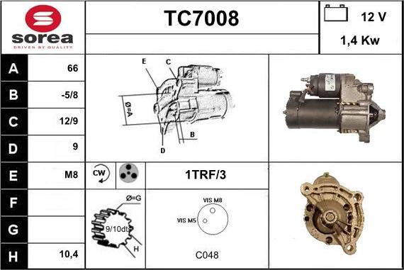 Sera TC7008 - Стартер autocars.com.ua