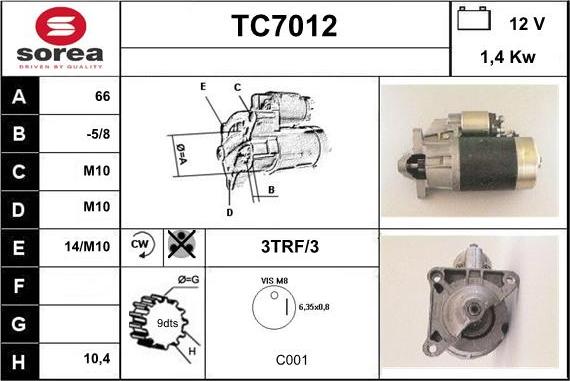 Sera TC7012 - Стартер autocars.com.ua