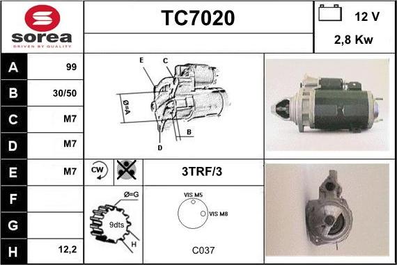 Sera TC7020 - Стартер autocars.com.ua