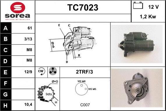 Sera TC7023 - Стартер autocars.com.ua