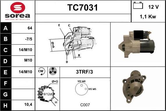 Sera TC7031 - Стартер autocars.com.ua