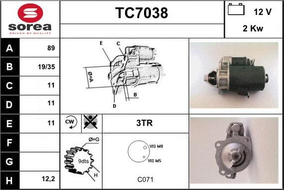 Sera TC7038 - Стартер autocars.com.ua