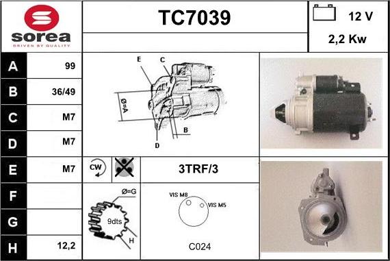 Sera TC7039 - Стартер autocars.com.ua