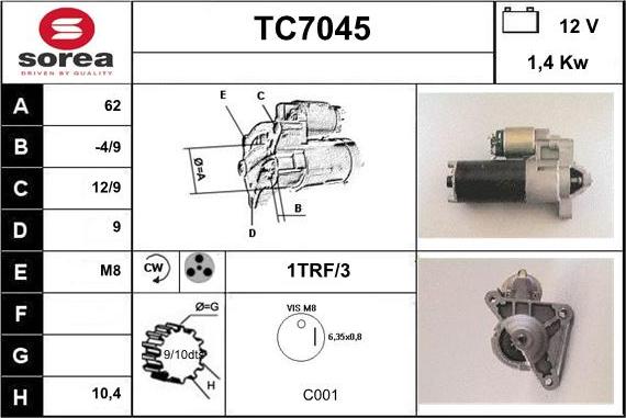 Sera TC7045 - Стартер autocars.com.ua