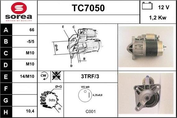 Sera TC7050 - Стартер autocars.com.ua