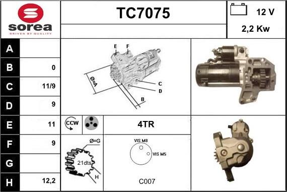 Sera TC7075 - Стартер autocars.com.ua