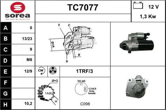 Sera TC7077 - Стартер autocars.com.ua