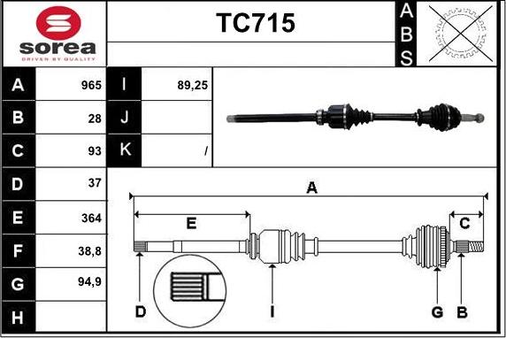 Sera TC715 - Приводний вал autocars.com.ua