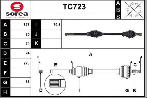 Sera TC723 - Приводний вал autocars.com.ua