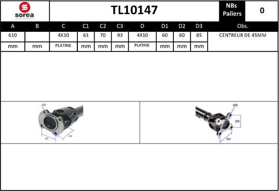 Sera TL10147 - Карданний вал, головна передача autocars.com.ua