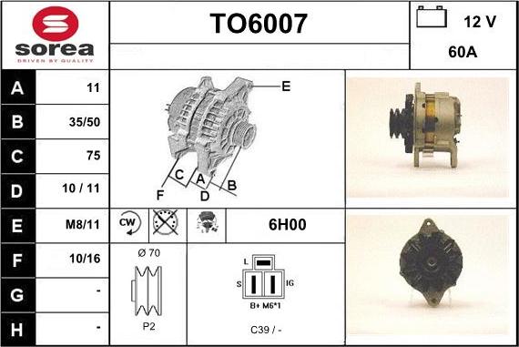 Sera TO6007 - Генератор autocars.com.ua