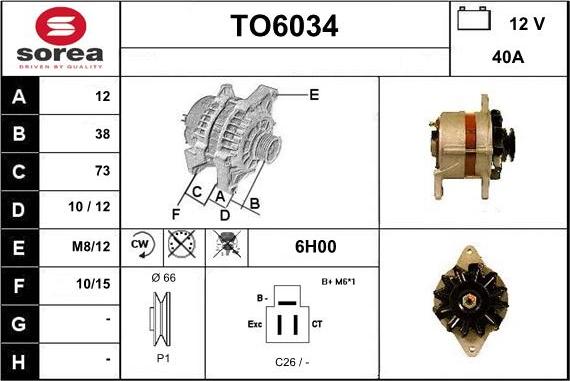 Sera TO6034 - Генератор autocars.com.ua