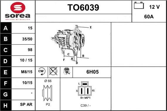 Sera TO6039 - Генератор autocars.com.ua