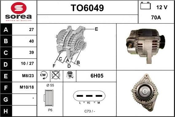 Sera TO6049 - Генератор autocars.com.ua